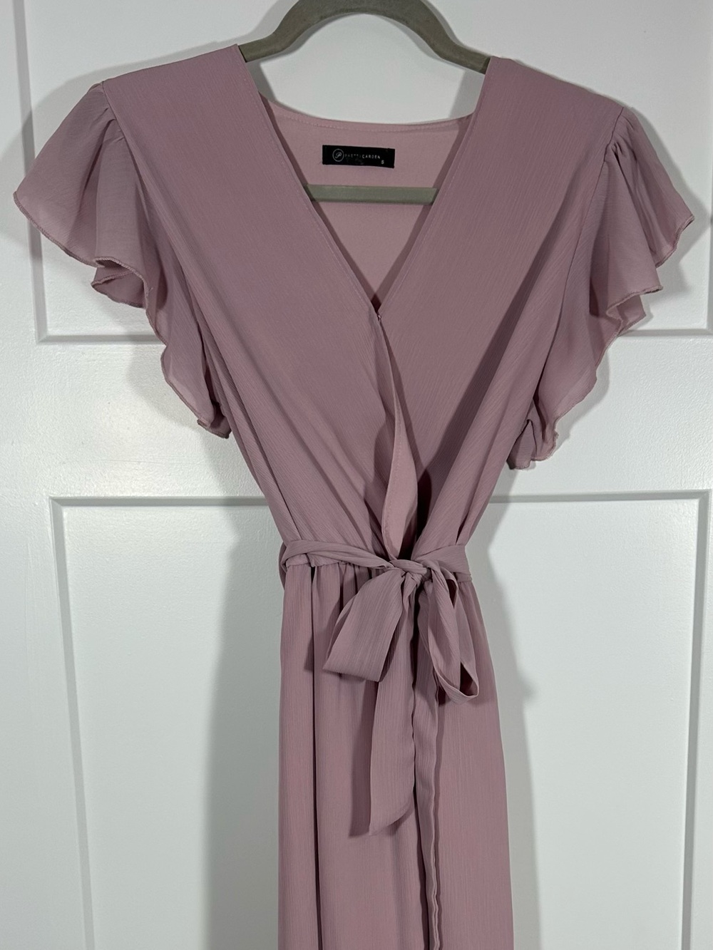 Dusty Rose V-Neck Tie-Waist Maxi Dress